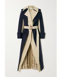 Alexander McQueen Layered Cotton-gabardine And Wool And Cashmere-blend Felt Trench Coat - Blue