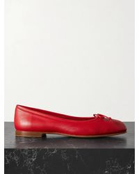 Manolo Blahnik - Veralli Bow-Detailed Leather Ballet Flats - Lyst