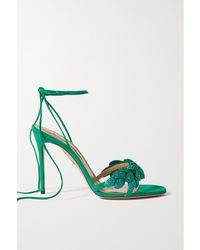 Aquazzura - Galactic Flower 105 Crystal-Embellished Lace-Up Leather And Suede Sandals - Lyst