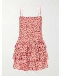 Isabel Marant - Elodie Floral-Print Ruffled Organic Cotton Mini Dress - Lyst