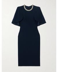 Jenny Packham - Flirtini Cape-Effect Crystal-Embellished Crepe Midi Dress - Lyst