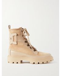 Tod's - Kate Leather-trimmed Suede Ankle Boots - Lyst