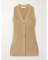 Max Mara - Fiorire Lace-Detailed Ribbed Cotton-Blend Vest - Lyst