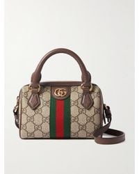 Gucci - Ophidia Mini Leather-Trimmed And Webbing-Trimmed Printed Coated-Canvas Tote - Lyst