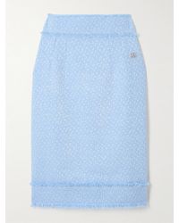 Dolce & Gabbana - Frayed Wool-Blend Tweed Midi Skirt - Lyst