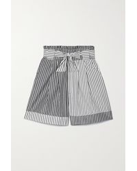 Solid & Striped The Talia Belted Striped Cotton-blend Shorts - Black