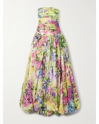 Aje. - Dahlia Trägerlose Robe Aus Einer Bedruckten Lyocell-Mischung Mit Biesen - Lyst