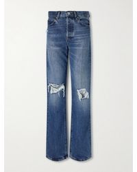FRAME - The Vertical Distressed-Detail Straight-Leg Jeans - Lyst