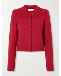 Self-Portrait - Bead-Embellished Cropped Knitted Cardigan - Lyst