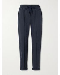 Brunello Cucinelli - Bead-Embellished Cotton-Blend Jersey Track Pants - Lyst