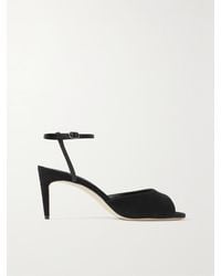 Manolo Blahnik - Bacardu 70 Leather-Trimmed Suede Sandals - Lyst
