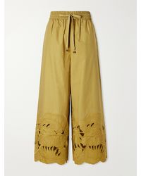 Zimmermann - Mahon Embroidered Cotton Wide-Leg Pants - Lyst