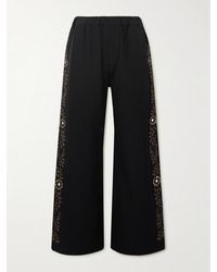 Wales Bonner - Cairo Embellished Embroidered Grain De Poudre Wool Straight-Leg Pants - Lyst