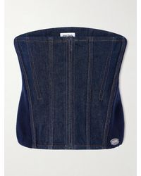 Jean Paul Gaultier - Ribbed Wool-Blend Trimmed Denim Corset Top - Lyst