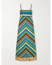 ALÉMAIS - Charlie Striped Floral-Print Linen Midi Dress - Lyst