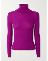 Saint Laurent - Rollkragenpullover Aus Einer Gerippten Mischung Aus Wolle, Kaschmir Und Seide - Lyst