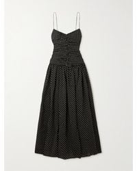 Matteau - Robe Midi En Coton Biologique Et Soie Mélangés À Fronces Et À Pois - Lyst