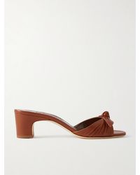 Manolo Blahnik - Lolloso 50 Bow-Detailed Ruched Leather Mules - Lyst