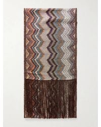 Missoni - Fringed Striped Metallic Crochet-Knit Scarf - Lyst