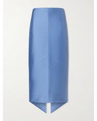 Lanvin - Asymmetrical Satin-Jacquard Midi Skirt - Lyst