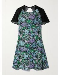 Les Rêveries - Floral-Print Silk Crepe De Chine And Chiffon Mini Dress - Lyst