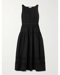 Ulla Johnson - Isadora Midikleid Aus Baumwollpopeline Mit Spitzeneinsätzen - Lyst