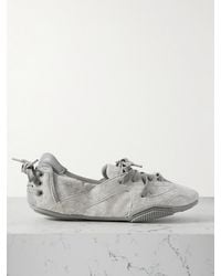 Acne Studios - Leather-Trimmed Suede Ballet Flats - Lyst