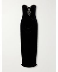 Self-Portrait - Crystal-Embellished Velvet Maxi Dress - Lyst