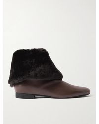 TOTEME - Downtown Shearling-Trimmed Leather Ankle Boots - Lyst