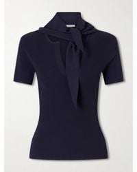 Max Mara - Tie-Detailed Ribbed Jersey T-Shirt - Lyst