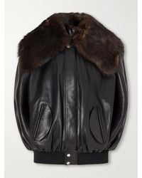 Rabanne - Shearling-Trimmed Leather Jacket - Lyst
