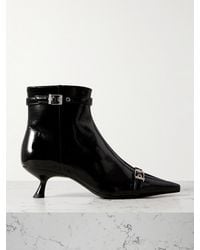 Ganni - Ankle Boots Mit Spitzer Kappe Aus Vinyl Mit Schnallen - Lyst