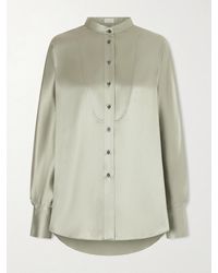 Brunello Cucinelli - Bead-Embellished Silk-Blend Satin Shirt - Lyst