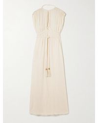 Isabel Marant - Robe Longue En Gaze De Coton À Fronces Et À Finitions Tressées Joya - Lyst