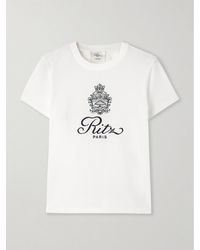 FRAME - Ritz Paris T-Shirt Aus Baumwoll-Jersey Mit Stickereien - Lyst