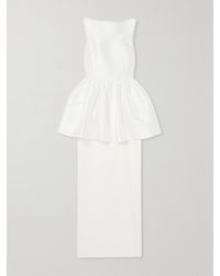Solace London - Alda Robe Aus Glänzendem Twill Und Crêpe Mit Schößchen - Lyst
