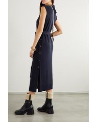 Chloé Belted Button-detailed Wool And Cashmere-blend Midi Dress - Blue