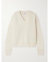 Ami Paris - Oversized Embroidered Wool And Cashmere-Blend Sweater - Lyst