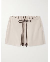 Loewe - Leather-Trimmed Layered Cotton And Silk-Blend Mini Skirt - Lyst