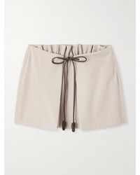 Loewe - Leather-Trimmed Layered Cotton And Silk-Blend Mini Skirt - Lyst