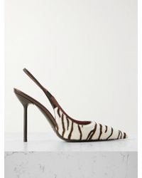 Paris Texas - Lidia Leather-Trimmed Zebra-Print Calf Hair Slingback Pumps - Lyst
