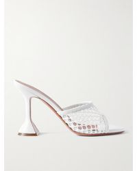 AMINA MUADDI - Lupita Fishnet And Leather Mules - Lyst