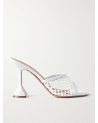 AMINA MUADDI - Lupita Fishnet And Leather Mules - Lyst