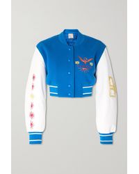 Givenchy + Josh Smith Cropped Embroidered Wool-blend Bomber Jacket - Blue