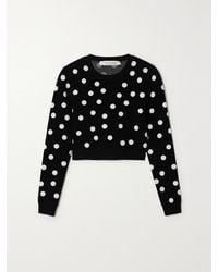 Carolina Herrera - Cropped Polka-Dot Stretch-Knit Top - Lyst