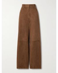 Loewe - Paneled Suede High-Rise Wide-Leg Pants - Lyst