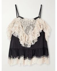Sea - Ethel Ruffled Lace-Trimmed Floral-Jacquard Satin Cami - Lyst