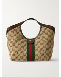 Gucci - Giglio Small Leather-Trimmed Canvas-Jacquard Tote - Lyst