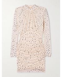 Self-Portrait - Minikleid Aus Mesh Mit Stehkragen, Raffungen Und Verzierungen - Lyst