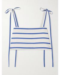 Rosie Assoulin - Cropped Striped Herringbone Cotton-Blend Top - Lyst